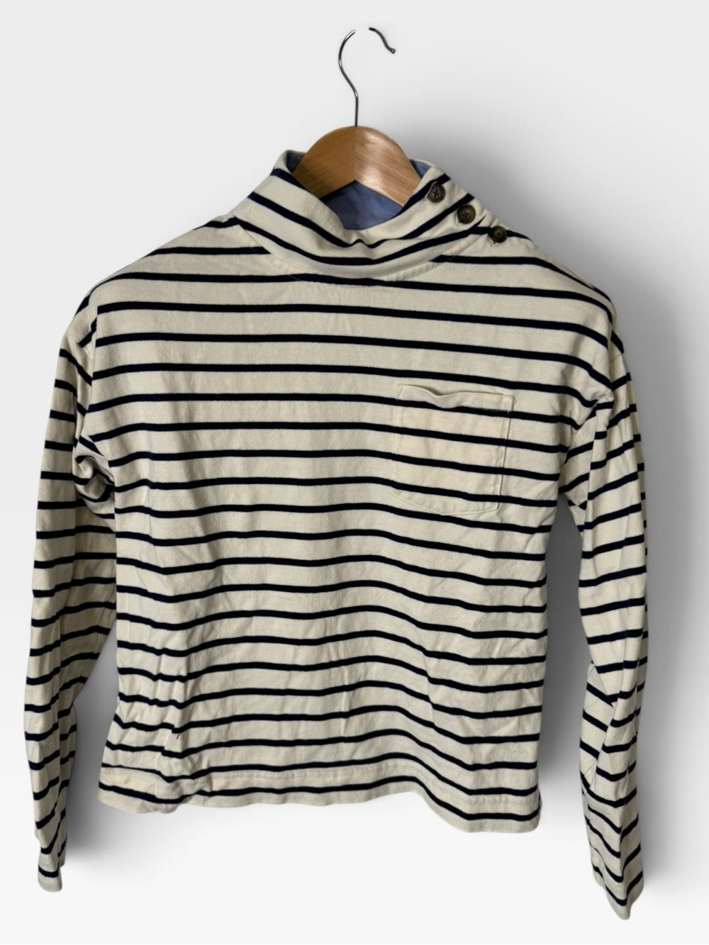 Vineyard Vines Striped Funnel Neck Top - navy and ivory